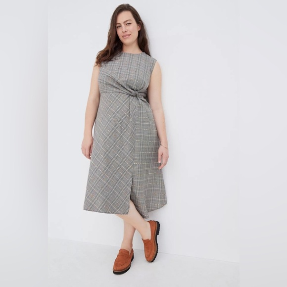 Anthropologie Dresses & Skirts - Anthropologie Maeve Reese Plaid Midi Black Dress Sleeveless Academia Size 14